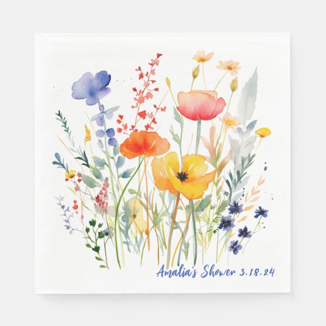 Meadow Flower Wedding Shower Personalized Napkin (Front)