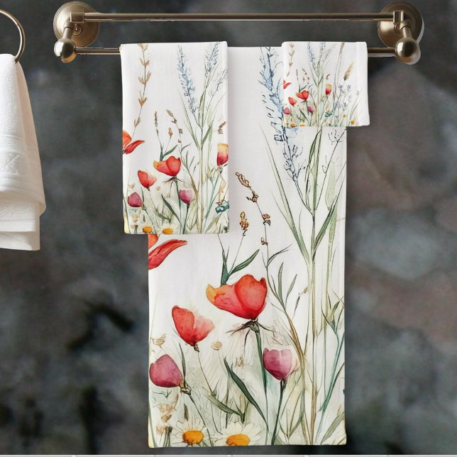 Meadow Flowers and Lavender Bath Towel Set (Creator Uploaded)