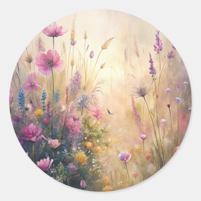 Meadow Flowers  Classic Round Sticker (Front)