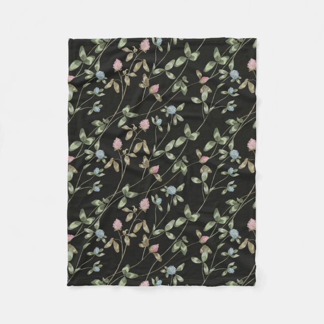 Meadow flowers clover prints country house fleece blanket (Front)