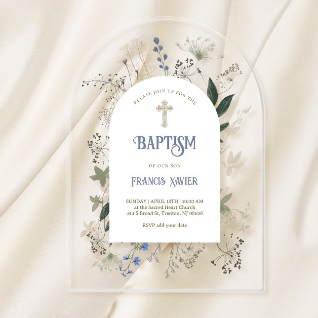 meadow flowers frame Baptism Invitation (Creator Uploaded)