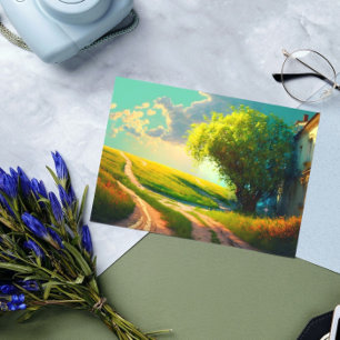 Meadow flowers landscape art summer trendy sticker