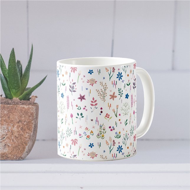 Meadow Flowers Modern Floral Pattern Coffee Mug (Creator Uploaded)