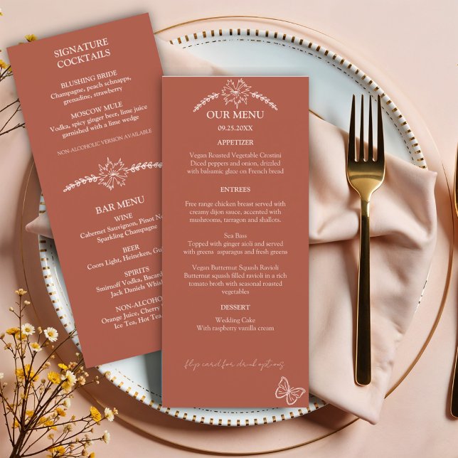 Meadow Flowers Terracotta Wedding Menu (Creator Uploaded)