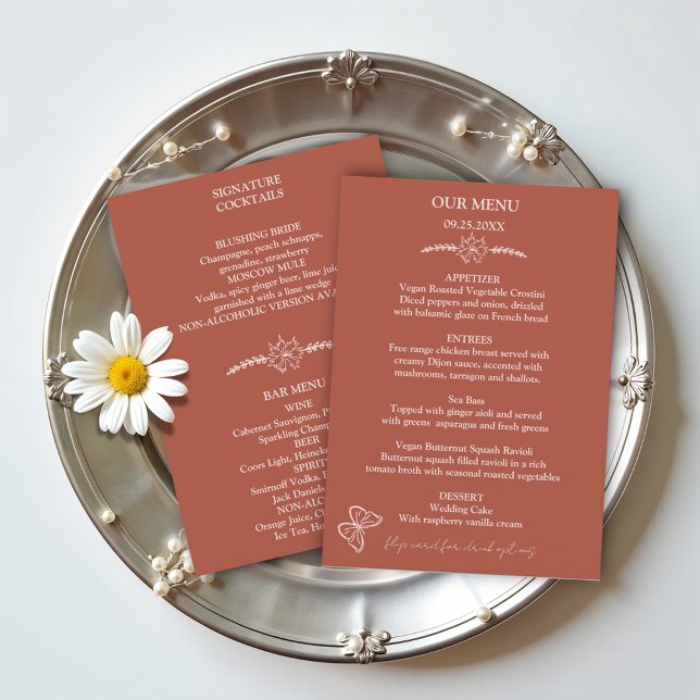 Meadow Flowers Terracotta Wedding Menu (Creator Uploaded)