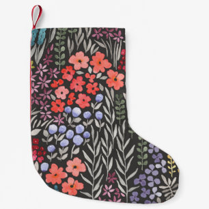 Meadow Flowers: Watercolor Floral Seamless Small Christmas Stocking