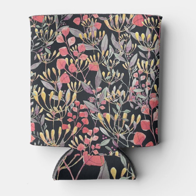 Meadow flowers, watercolor seamless pattern. can cooler (Front)