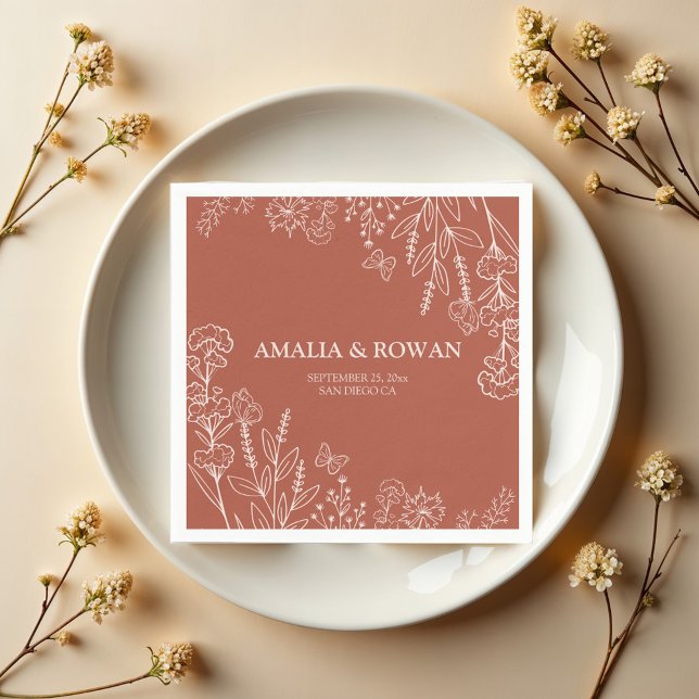 Meadow Flowers Wedding Custom Names Napkin (Creator Uploaded)
