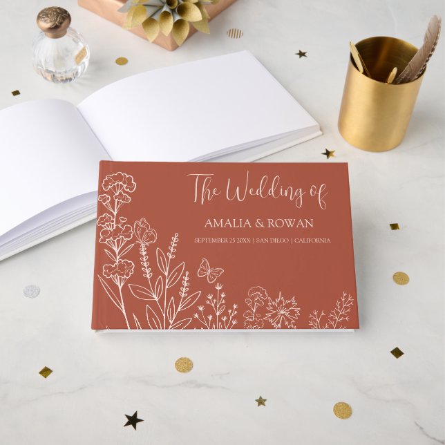 Meadow Flowers Wedding Guest Book (Front Open)