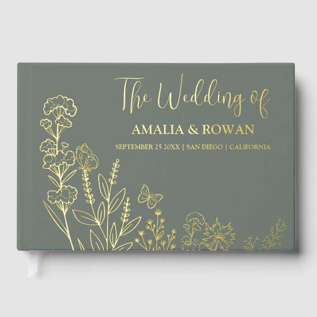 Meadow Flowers Wedding Guest Book (Front)