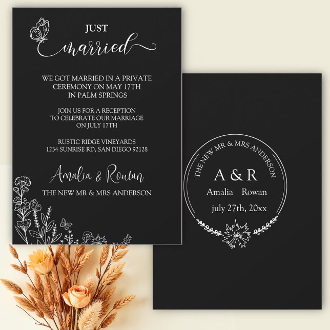 Meadow Flowers Wedding Just Married Invitation (Creator Uploaded)