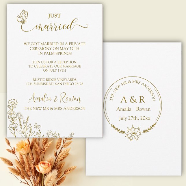 Meadow Flowers Wedding Just Married Invitation (Creator Uploaded)