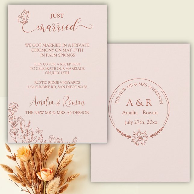 Meadow Flowers Wedding Just Married Invitation (Creator Uploaded)