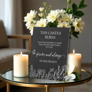 Meadow Flowers Wedding Memorial This Candle Burns Pedestal Sign