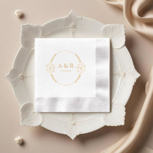 Meadow Flowers Wedding Monogram Foil Napkins