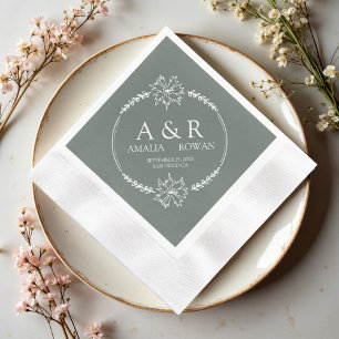Meadow Flowers Wedding Monogram Names Napkin