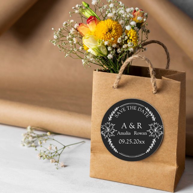 Meadow flowers Wedding Save the Date Classic Round Sticker (Creator Uploaded)