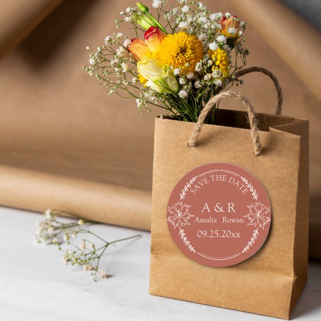 Meadow flowers Wedding Save the Date Classic Round Sticker (Creator Uploaded)