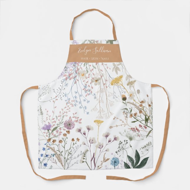 Meadow Flowers White Orange Apron (Front)