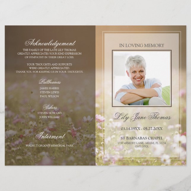 Meadow Funeral Program | In Loving Memory Flyer (Front)