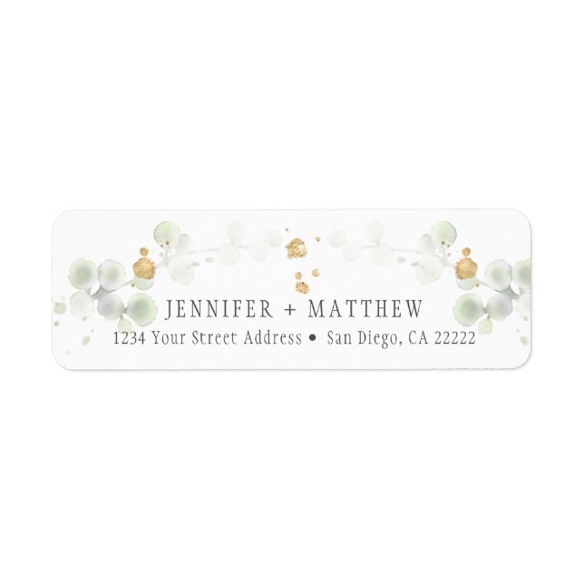 Meadow Green and Gold Botanical Return Address | (Front)