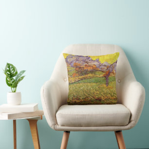 Meadow in Mountains by Vincent van Gogh Throw Pillow