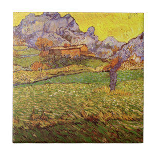 Meadow in Mountains by Vincent van Gogh Tile