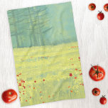 Meadow Landscape Kitchen Towel<br><div class="desc">A yellow and green landscape art painting in green and yellow of a meadow or field full of wild flowers with a pine forest on the horizon.  Original art by Nic Squirrell.</div>