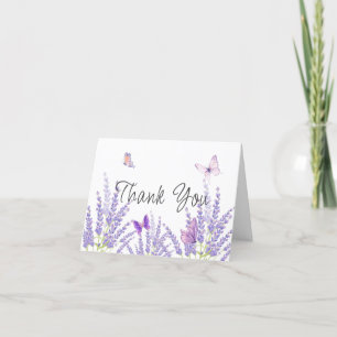 Meadow Lavender Floral Butterfly Baby Shower  Thank You Card