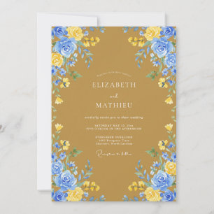 Meadow Mustard Cornflower Painted Wedding Invitation
