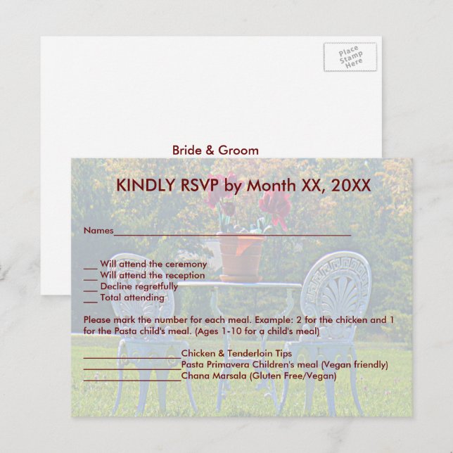 Meadow of Love Autumn Wedding RSVP Menu Postcard (Front/Back)