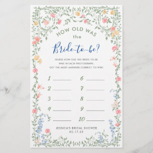 Meadow Pastel French Roses Bridal Shower Game