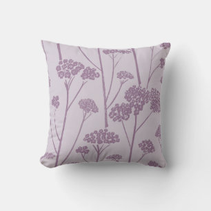 Meadow Silence Grey Lilac Smoky Plum Throw Pillow