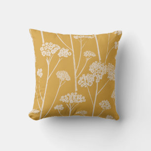 Meadow Silence Ochre Gold Blush Beige Throw Pillow