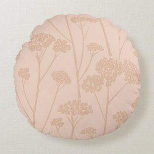 Meadow Silence Pale Peach Saffron Beige Round Pillow
