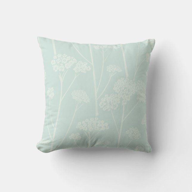 Meadow Silence Soft Aqua Pale Seafoam Throw Pillow (Front)