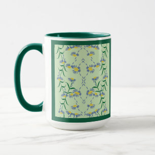 Meadow Soiree Collection Mug Blue, Yellow, Greens.