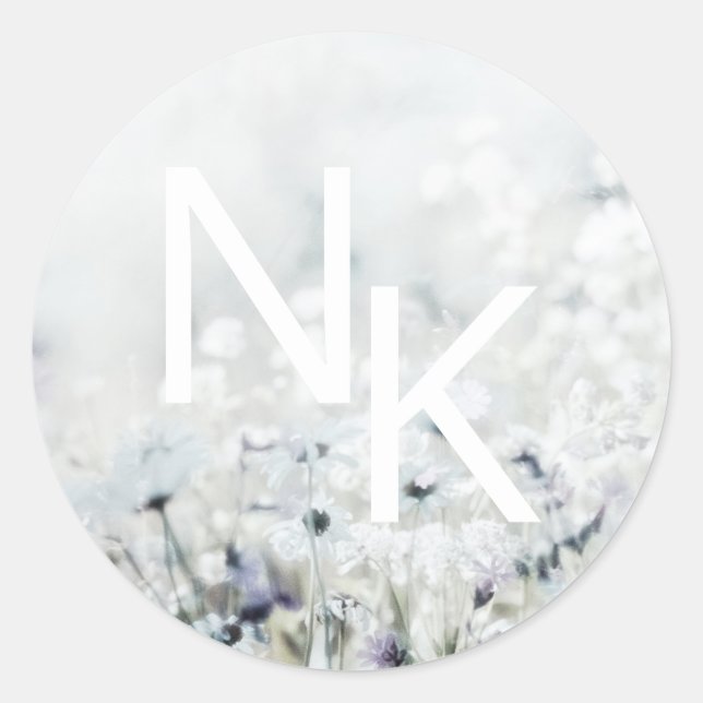 Meadow Song fading Monogrammed Wedding Sticker (Front)