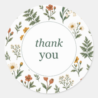 Meadow Sprigs Thank You Round Stickers