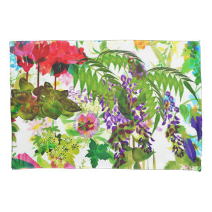 Meadow Summer Blossoms Botanical Garden Watercolor Pillowcase