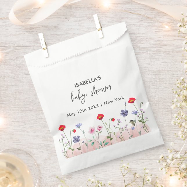 Meadow Summer Wildflower Baby Shower  Favour Bag (Clipped)