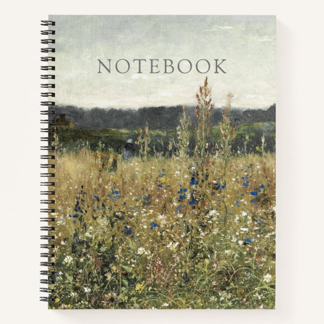 Meadow, vintage oil on canvas, fine art  notebook (Front)