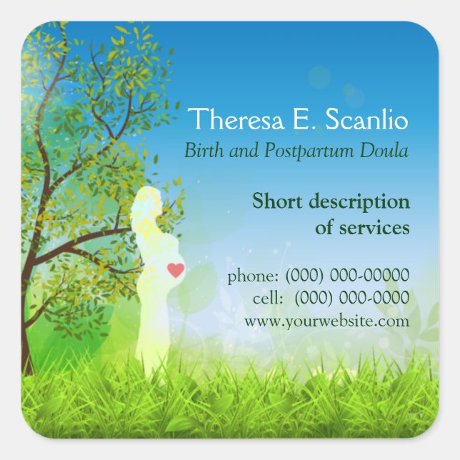 Meadow Walk Doula Midwife Promotional Square Sticker (Front)