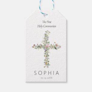 Meadow wildflower cross the First Holy Communion Gift Tags