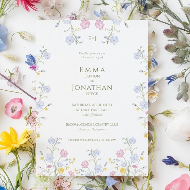 Meadow Wildflower Green Garden Wedding Invitation (Creator Uploaded)