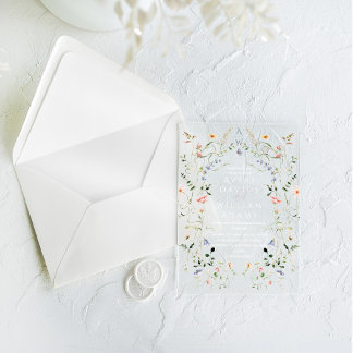 Meadow Wildflower Rustic Boho Wedding Acrylic Invitations