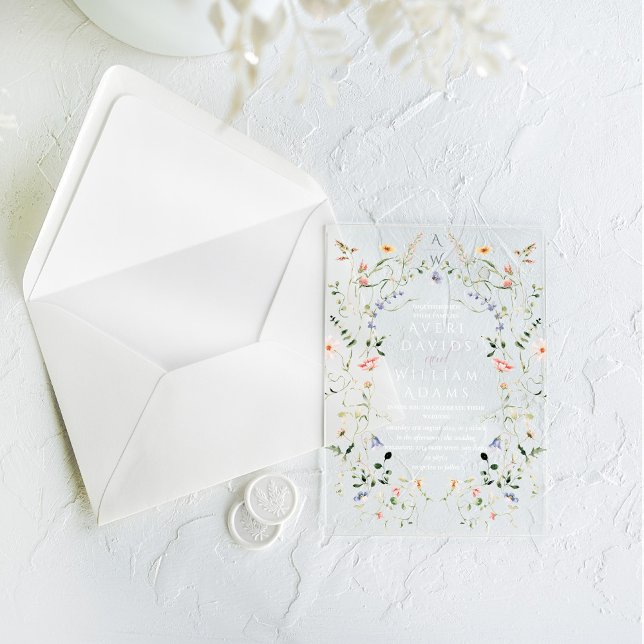 Meadow Wildflower Rustic Boho Wedding Acrylic Invitations (Creator Uploaded)