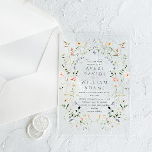 Meadow Wildflower Rustic Boho Wedding Acrylic Invitations