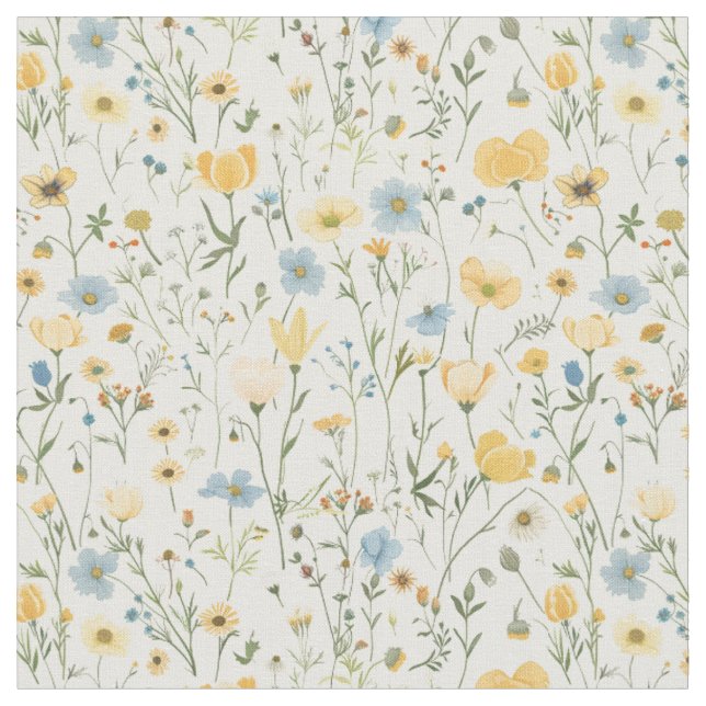Meadow Wildflower Scatter Fabric (Close Up)