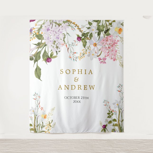 Meadow Wildflower Wedding Tapestry (Front)